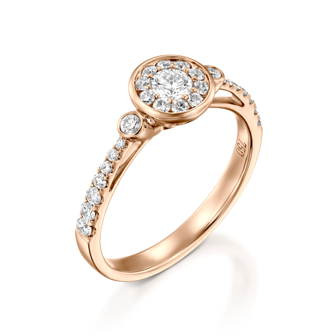 RNH564- Engagement Ring -  Halo Ring - 18k Red gold