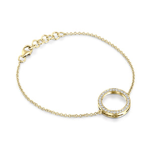 B9301 Cart Diamond chain bracelet with circle - White gold