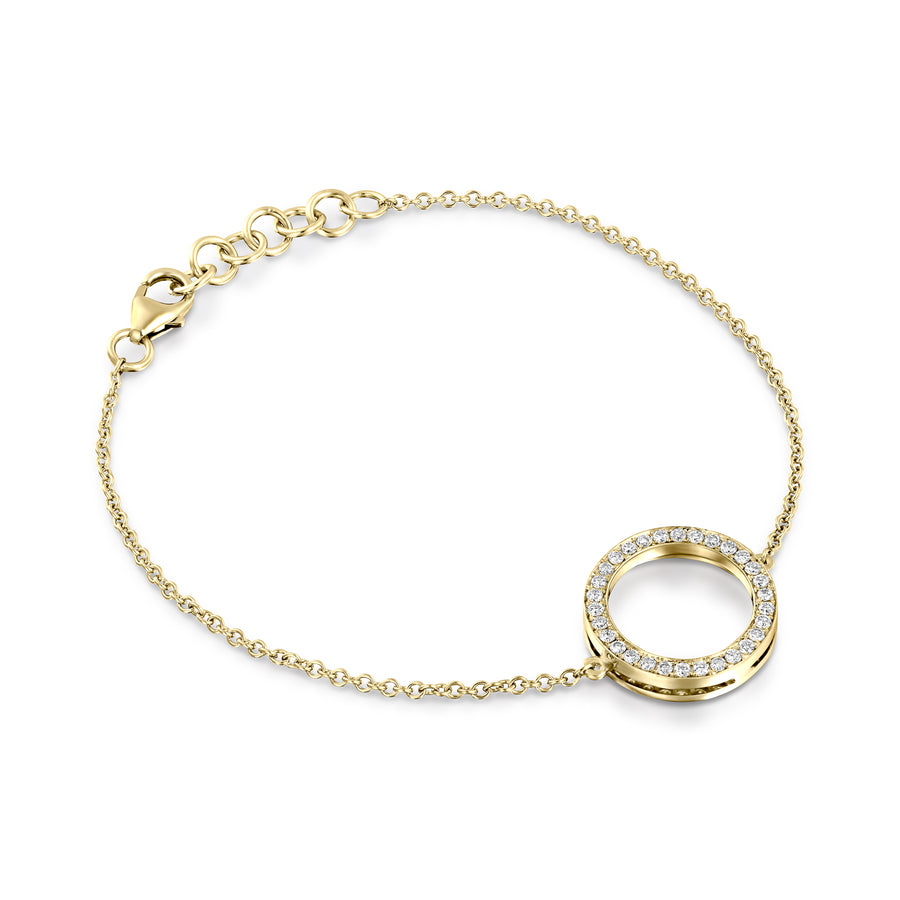 B9301 Cart Diamond chain bracelet with circle - yellow gold
