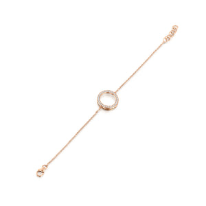 B9301 Cart Diamond chain bracelet with circle - rose gold.