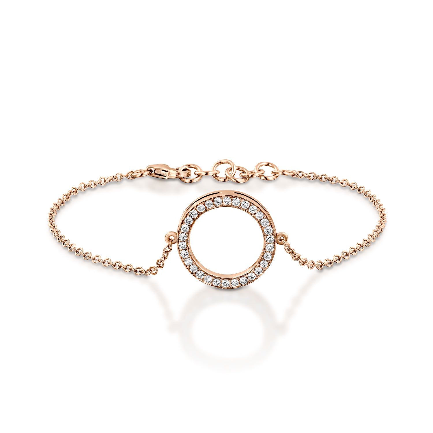 B9301 Cart Diamond chain bracelet with circle - rose gold