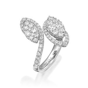 RNR17486-Diamond leaf engagement ring -