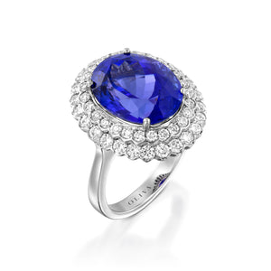 RNEJ15807-Tanzanite Halo diamond cushion ring