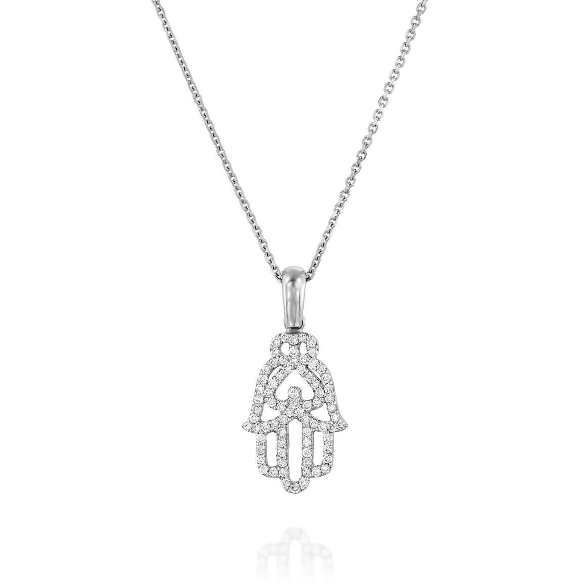 M0026  Diamond Hamsa Pendant Necklace