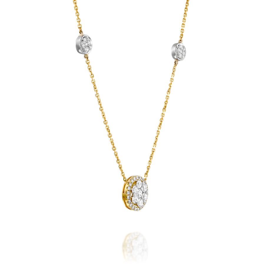 	 0.97 Carat Diamond Circle Pendant Necklace Natural Brilliant wedding necklace round Charm Pave Diamond Necklace rose gold