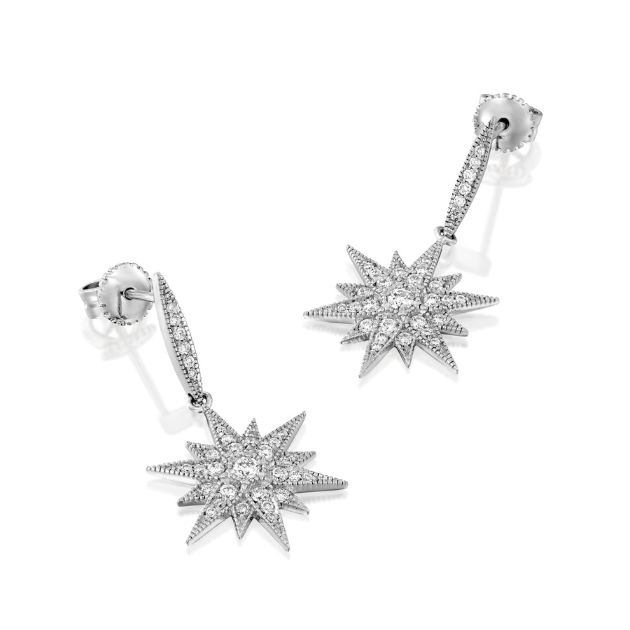 Star real diamond stud earrings dangle drop earrings - wedding earrings for brides - bridal jewellery