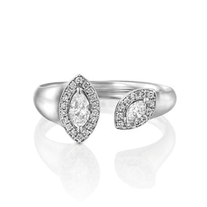ROLM01-Marquise Halo Diamond Open Ring