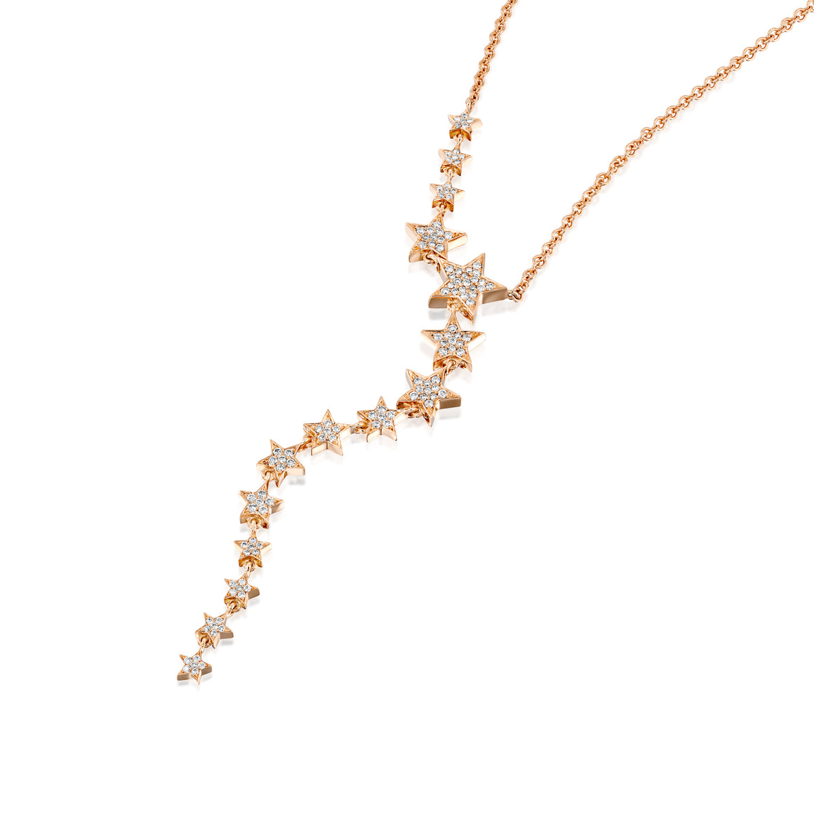CSTAR-DN-Stars trails  necklace .white/yellow or rose 18k gold
