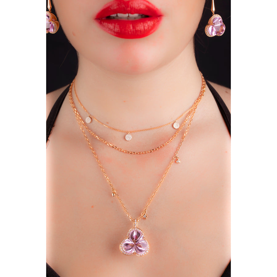 PNT14660-Amethyst diamond heart pendant necklace for women