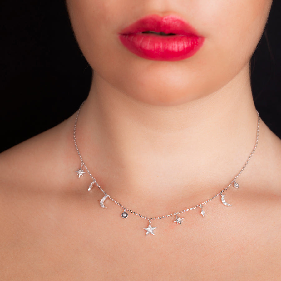 CEL004- Celestial jewellery - Diamonds stars necklace pendant