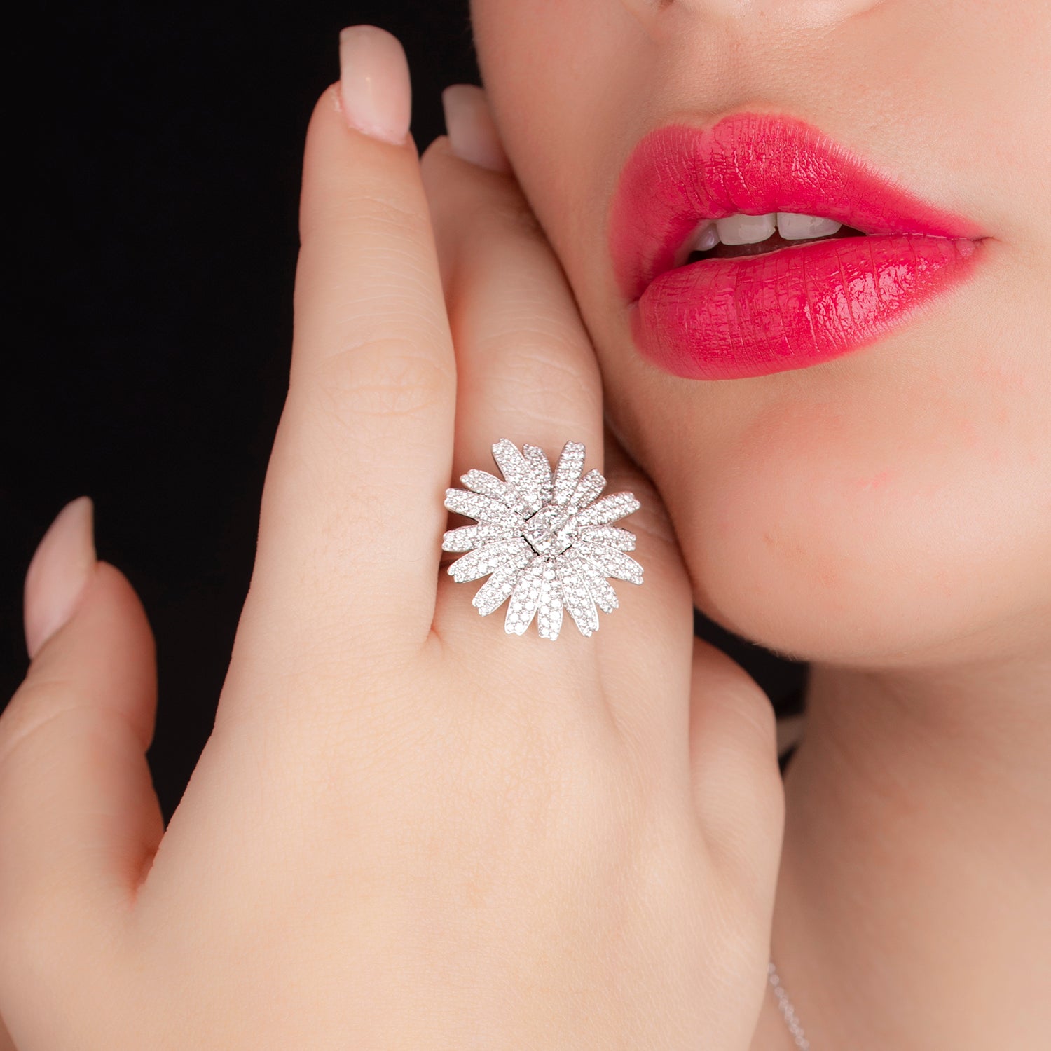 Flower Shaped Diamond Ring - Abana Jewellers