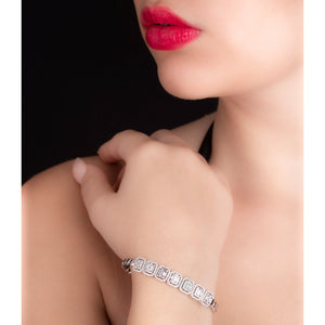 Natural Diamond Bracelet unique design in 18K white gold, 245 diamonds,  1.83 ct. pave as Radiant cut diamond. Stunning Design.
