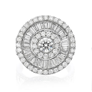 R2567N2-Round Diamond ring with baguette diamonds - sun collection