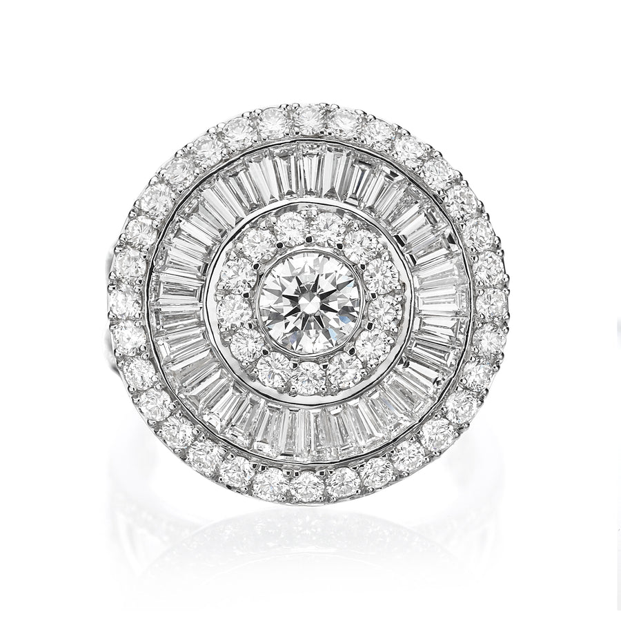 R2567N2-Round Diamond ring with baguette diamonds - sun collection