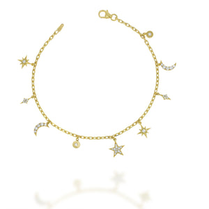Sun Moon & Star Diamonds Charm Bracelet