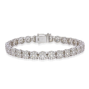 Beautiful Diamonds Tennis Bracelet set in 18k white gold 29 round brilliant and 232 round sparklings diamonds.
