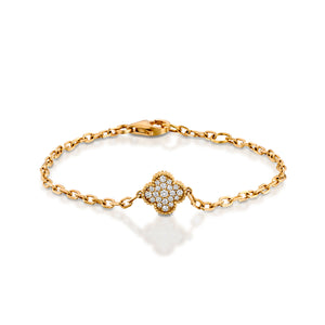 18k red gold Loop bracelet, diamond clover set with 33 diamonds 0.27ct