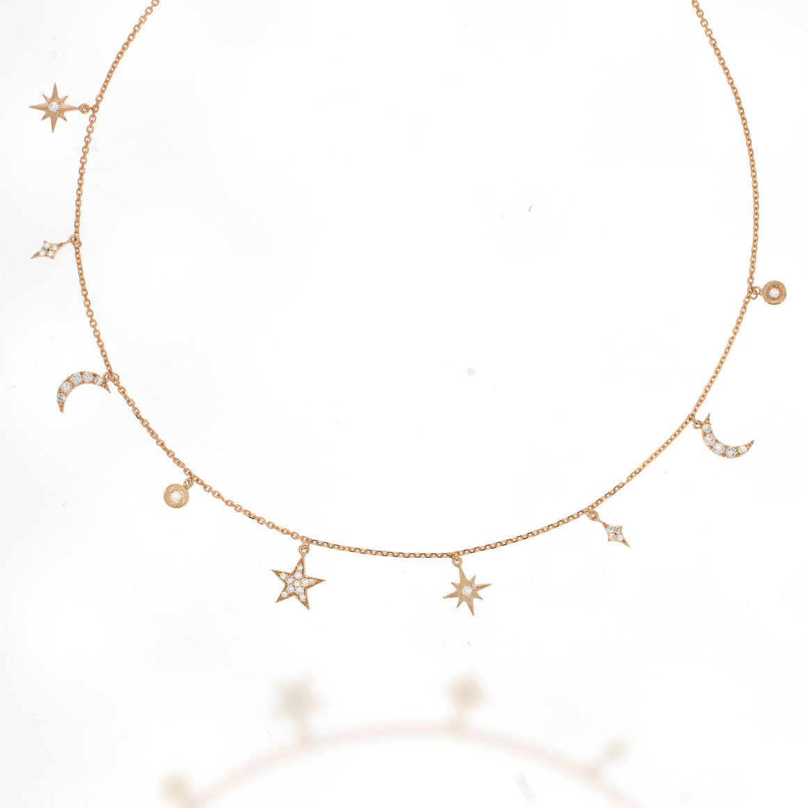 Celestial Jewelry Constellation Necklace Statement Jewelry star northern star charm Necklace | Christmas Gift | 33 diamonds in 18k rose gold