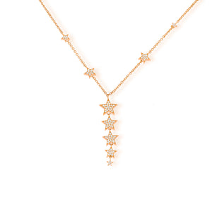 Stars drop necklace | 115 diamonds set in a falling stars  pendants in 18K rose gold | Celestial Jewelry Constellation Necklace | 0.70 carat