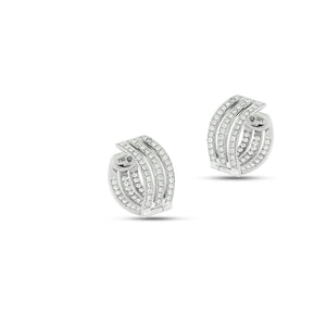 Diamond Hoop Earrings, Diamonds on both sides of the earring, White gold.