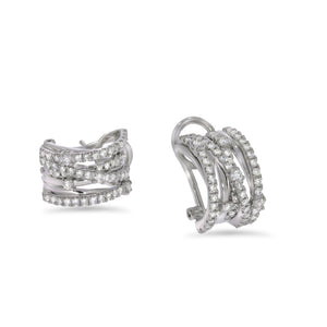 Multi Layers diamonds bridal earing, 18k white gold layers set with 1.62 rounds diamonds, weeding set / statement earings.