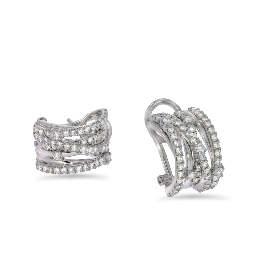 Multi Layers diamonds bridal earing, 18k white gold layers set with 1.62 rounds diamonds, weeding set / statement earings.