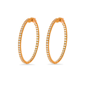 Large diamante hoop earrings, diamonds cover Inside out Earring, 18k yellow gold.  awesome big shine Hoops.