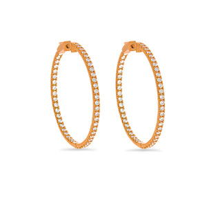 Large diamante hoop earrings, diamonds cover Inside out Earring, 18k yellow gold.  awesome big shine Hoops.