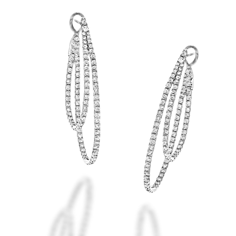 Drop Earrings 18K white, Yellow or rose  gold set with total of 204 Round diamonds.