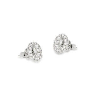 1.59 ct. Halo Stud Earrings Sun Shape, 2 center Princess Cut, Halo Diamond with 8 Marquise shape and 28 round natural sparkling diamonds,