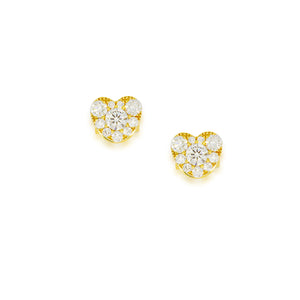 Tiny gentle pave diamond, heart earrings | stud earrings 0.51 ct. round Sparkling diamonds in 18K gold. wedding erring's, prom earrings.