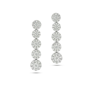 Drop Earrings set with total of 1.67 Round diamonds White gold, Flower shape.