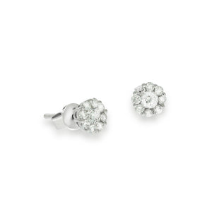 Diamonds Flower shape earrings | stud earrings 0.45 ct. round Sparkling diamonds in 18K white gold. wedding erring's, prom earrings.