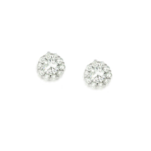 Tiny gentle pave diamond, flower shape earrings | stud earrings 0.62 ct. round Sparkling diamonds in 18K white gold. wedding erring's.