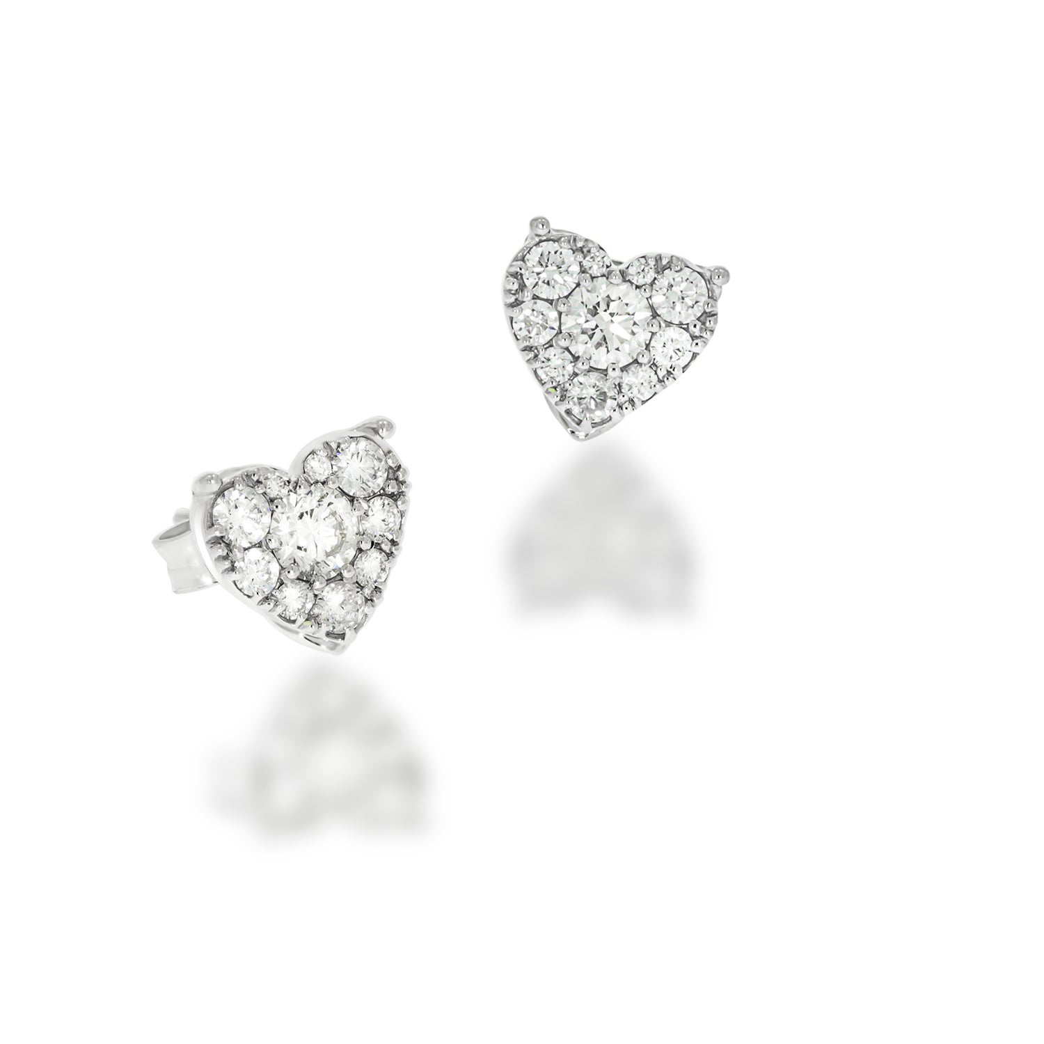 Diamond pave heart earrings | stud earrings 0.67 ct. round Sparkling d -  Olivacom