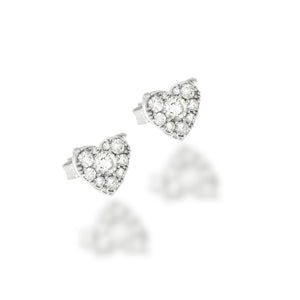 Diamond pave heart earrings | stud earrings 0.67 ct. round Sparkling diamonds in 18K white gold. wedding erring's, prom earrings.