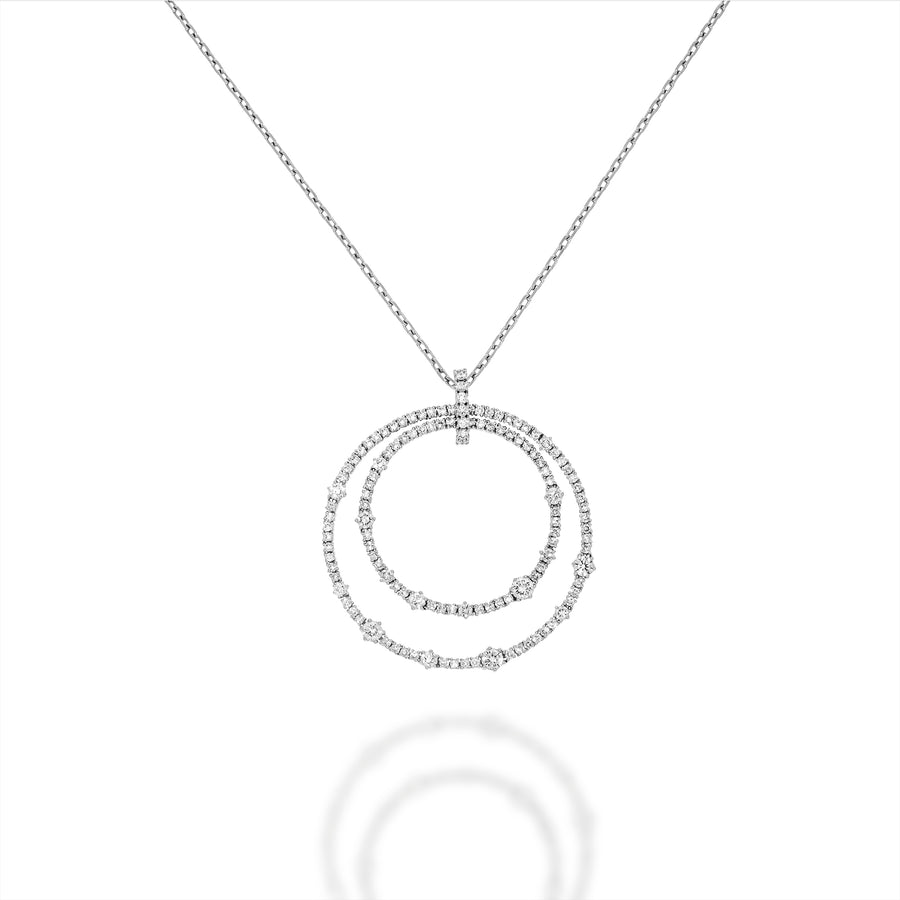 A beautiful 2 Round Diamond Circle of Love Pendant. in 18k white gold.