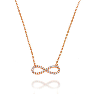 Diamonds Infinity Pendant,  symbolizes endless love, halo with 31 round diamonds set in 18k  rose gold.