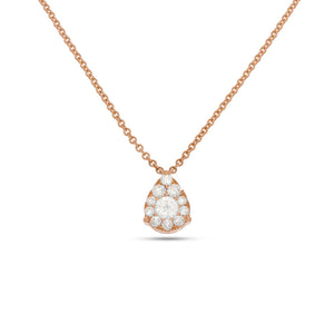 Teardrop Pendant shape diamonds necklace - Pave Diamond Pendant - 0.53 ct - 18k Rose Gold