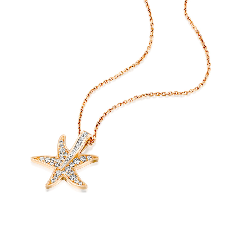 POLSF01-Star diamond pendant Necklace 18k  Gold