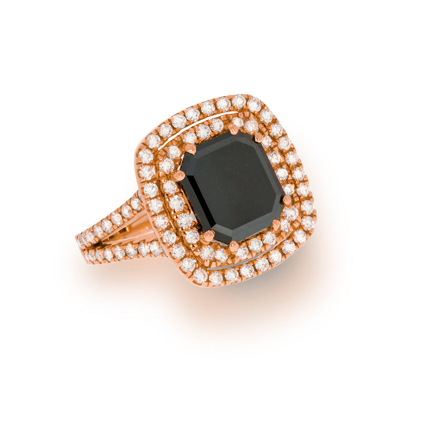 A special diamond ring with big (3.00 carat) Black diamond as a main stone