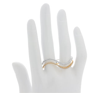 Two Finger Diamonds Ring  Double Finger Diamond Ring 2 tone ring: 18K white gold and 18K yellow gold, tow wave set with 0.61 carats diamonds