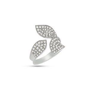 Leaf diamonds Ring, marvelously set with 1.38 ct. 109 round diamonds in 18K white gold. Engagement Rings / wedding ring.