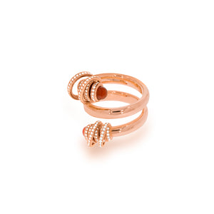 Spiral Rose Gold Diamond Ring, Rose Gold Spiral Diamond Ring and 2 Carnelian gemstone 0.83 ct.