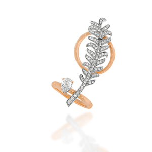 Full finger, flexible diamonds ring, set in both rose gold and white gold.