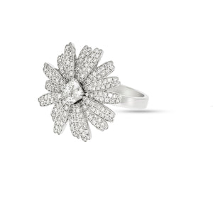 Big Stunning flower shape 1.64 ct. diamonds ring. unique design.