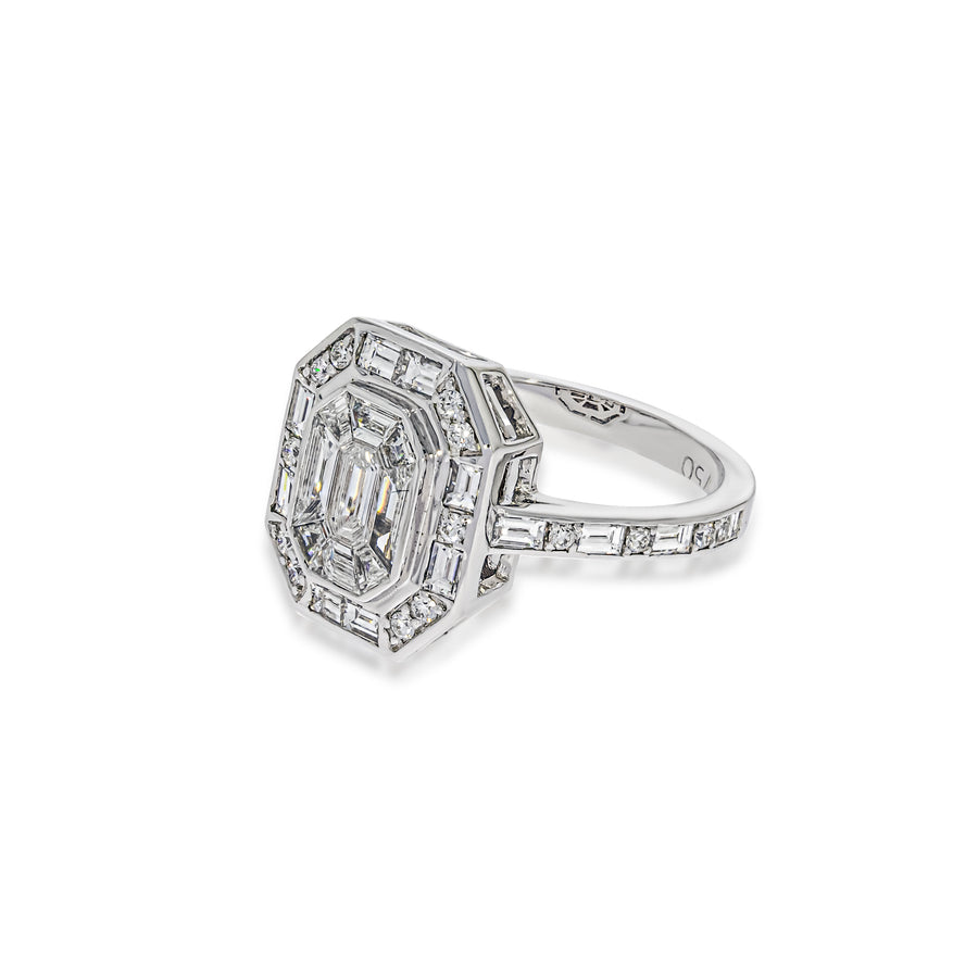 Perfect Invisible Setting Ring. 9 Baguette diamonds 0.57ct in an invisible setting appear like a big single centerded. stunning Promise Ring