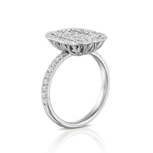 ROLBO2-Radiant diamond Engagement Ring 18k White Gold Halo ring