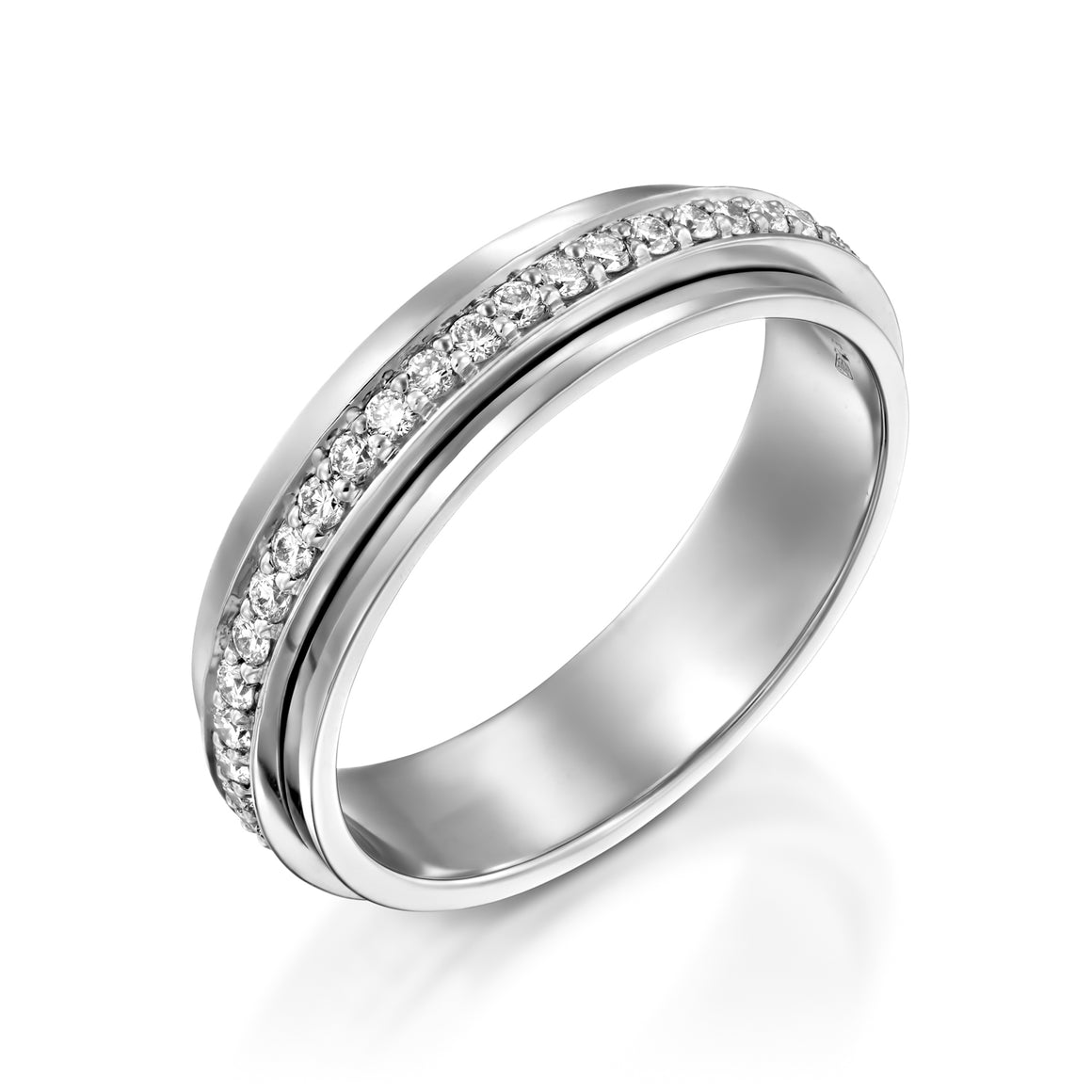 RTUB1339-White gold diamond spinner ring for women