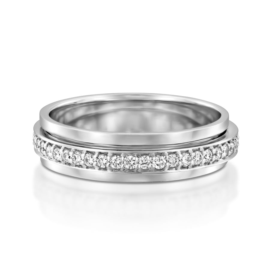 RTUB1339-White gold diamond spinner ring for women